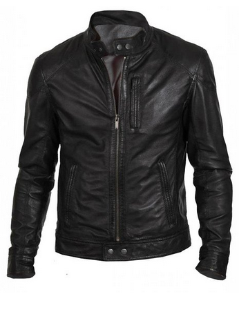 The Leather Factory Men's Black Classic Fashion Biker Jacket In Real Leather